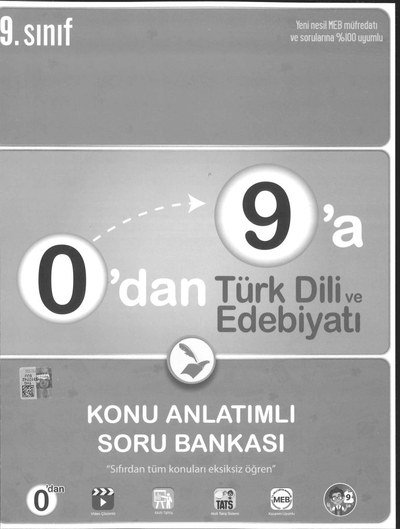 0'DAN 9'A TÜRK DİLİ VE EDEBİYATI KONU ANLATIMLI SORU BANKASI YKS Fotokopi