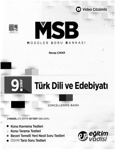 MODÜLER SORU BANKASI TÜRK DİLİ VE EDEBİYATI YKS Fotokopi