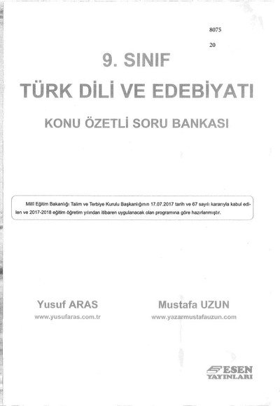 TÜRK DİLİ VE EDEBİYATI KONU ÖZETLİ SORU BANKASI YKS Fotokopi