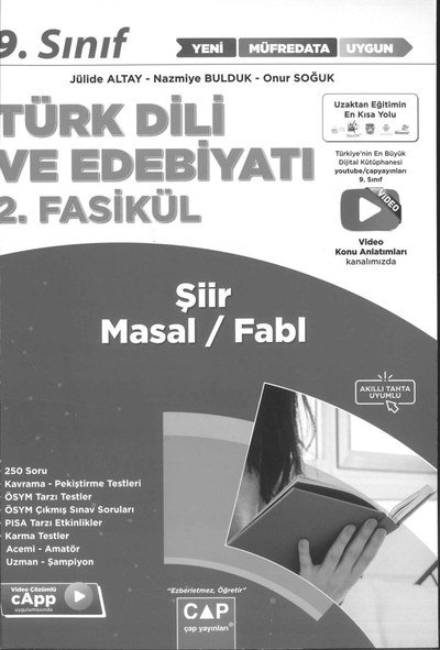 TÜRK DİLİ VE EDEBİYATI 2. FASİKÜL ŞİİR MASAL/FABL YKS Fotokopi