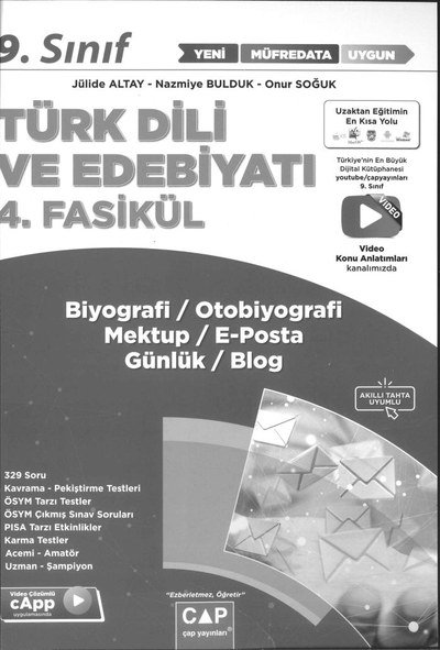 TÜRK DİLİ VE EDEBİYATI 4. FASİKÜL BİYOGRAFİ MEKTUP GÜNLÜK YKS Fotokopi