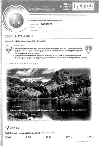 DERS ANLATIM FÖYÜ COĞRAFYA KONU ANLATIM YKS Fotokopi