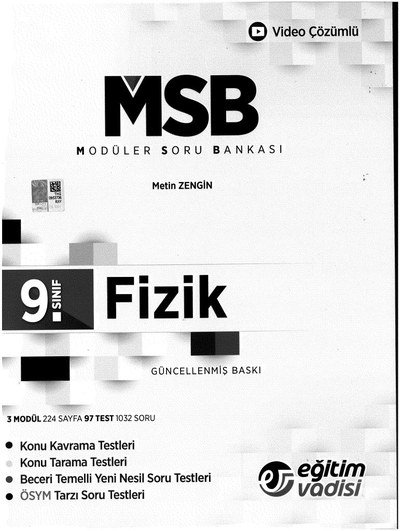 MODÜLER SORU BANKASI FİZİK GÜNCELLENMİŞ BASKI YKS Fotokopi
