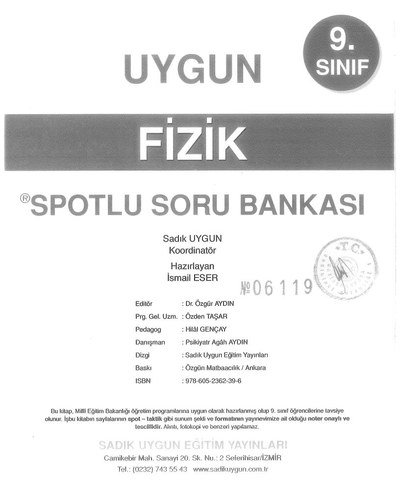 FİZİK SPOTLU SORU BANKASI YKS Fotokopi