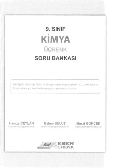 KİMYA ÜÇRENK SORU BANKASI YKS Fotokopi