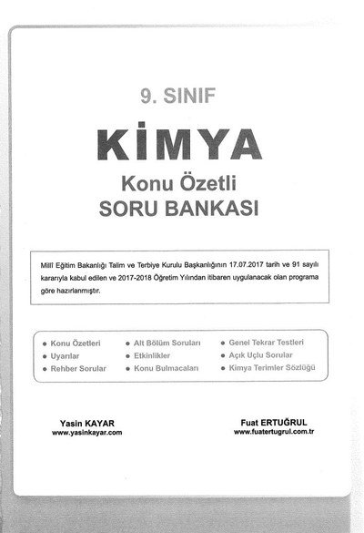 KİMYA KONU ÖZETLİ SORU BANKASI YKS Fotokopi