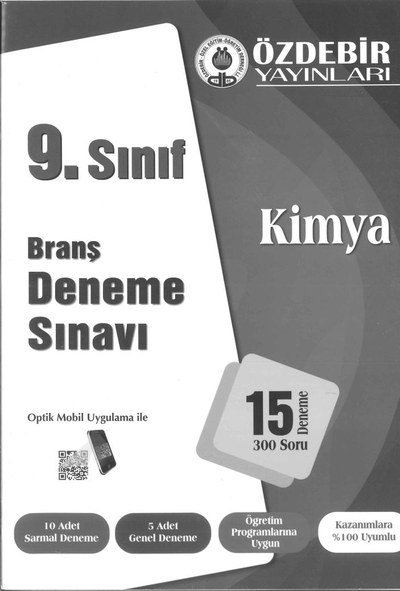 BRANŞ DENEME SINAVI KİMYA 15 DENEME 300 SORU YKS Fotokopi