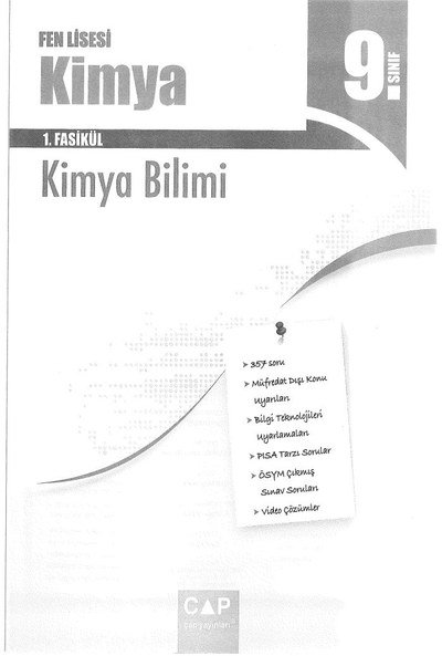 FEN LİSESİ KİMYA 1. FASİKÜL KİMYA BİLİMİ YKS Fotokopi