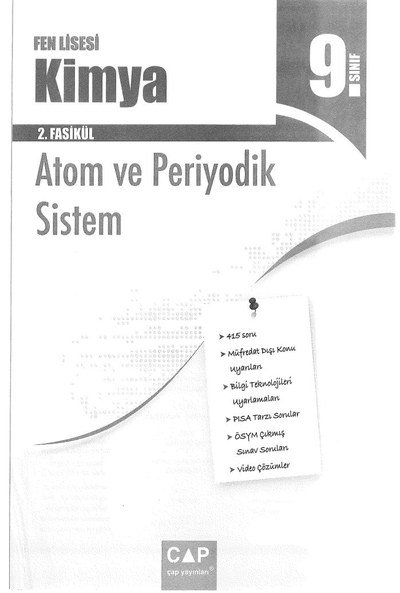 FEN LİSESİ 2. FASİKÜL ATOM VE PERİYODİK SİSTEM YKS Fotokopi