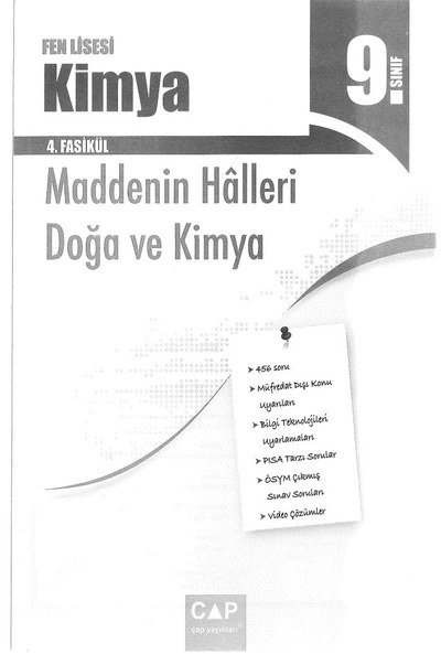 FEN LİSESİ KİMYA 4. FASİKÜL MADDENİN HALLERİ DOĞA VE KİMYA YKS Fotokopi