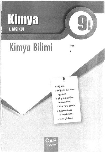 KİMYA 1. FASİKÜL KİMYA BİLİMİ YKS Fotokopi