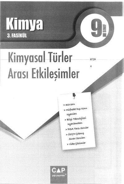 KİMYA 3. FASİKÜL KİMYASAL TÜRLER ARASI ETKİLEŞİMLER YKS Fotokopi