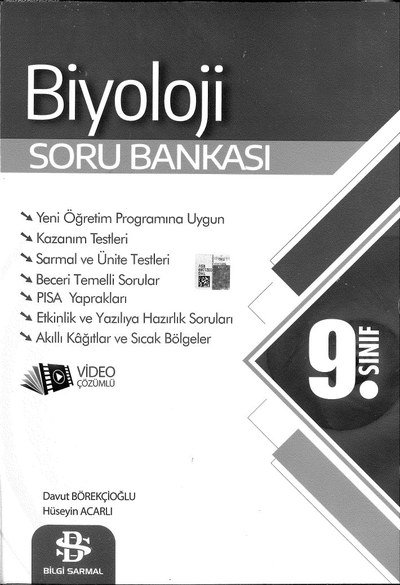 BİYOLOJİ SORU BANKASI VİDEO ÇÖZÜMLÜ YKS Fotokopi