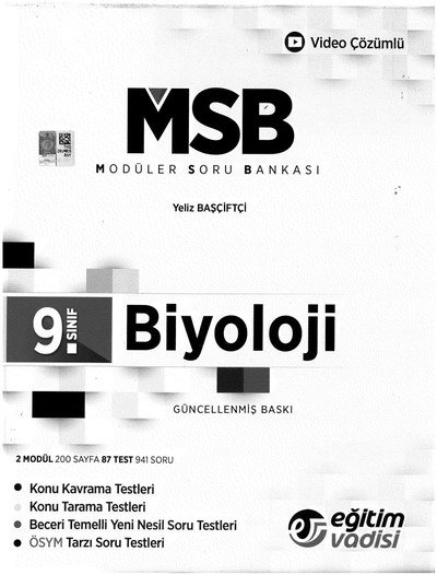 MODÜLER SORU BANKASI BİYOLOJİ YKS Fotokopi