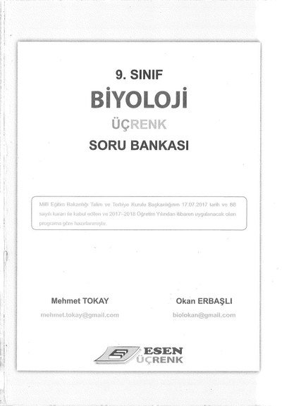BİYOLOJİ ÜÇRENK SORU BANKASI YKS Fotokopi