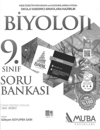 BİYOLOJİ SORU BANKASI 601 SORU YKS Fotokopi
