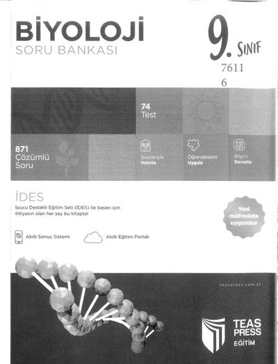 BİYOLOJİ SORU BANKASI 871 ÇÖZÜMLÜ SORU YKS Fotokopi