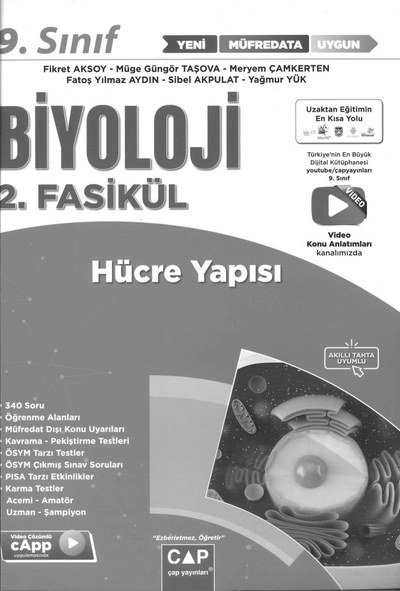 BİYOLOJİ 2. FASİKÜL HÜCRE YAPISI YKS Fotokopi