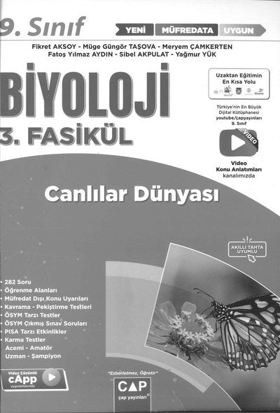 BİYOLOJİ 3. FASİKÜL CANLILAR DÜNYASI YKS Fotokopi