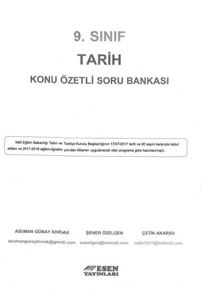 TARİH KONU ÖZETLİ SORU BANKASI YKS Fotokopi