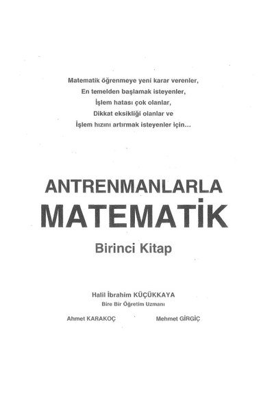 ANTRENMANLARLA MATEMATİK BİRİNCİ KİTAP YKS Fotokopi