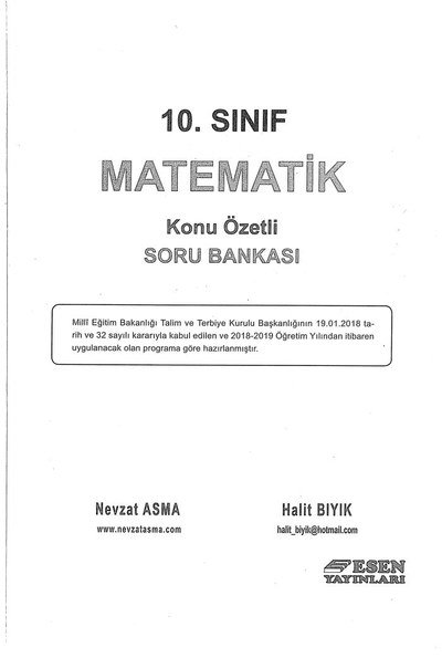 MATEMATİK KONU ÖZETLİ SORU BANKASI YKS Fotokopi