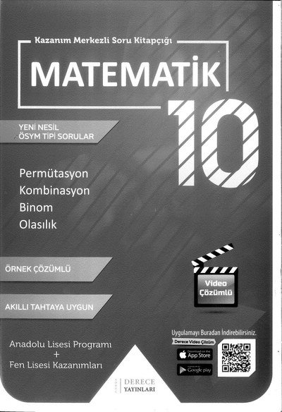 MATEMATİK PERMÜTASYON KOMBİNASYON BİNOM OLASILIK YKS Fotokopi