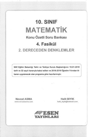 MATEMATİK KONU ÖZETLİ SORU BANKASI 4. FASİKÜL 2. DERECEDEN DENKLEMLER YKS Fotokopi