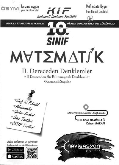 MATEMATİK 2. DERECEDEN DENKLEMLER YKS Fotokopi