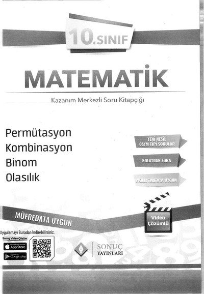 MATEMATİK PERMÜTASYON KOMBİNAYON BİNOM OLASILIK YKS Fotokopi