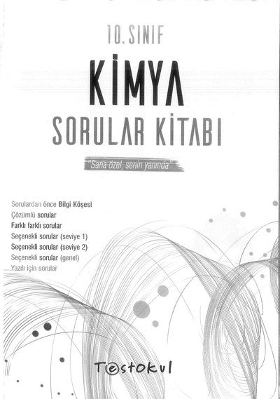 KİMYA SORULAR KİTABI SANA ÖZEL SENİN YANINDA YKS Fotokopi