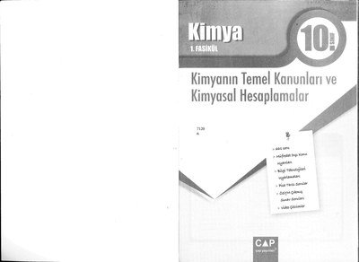KİMYA 1. FASİKÜL KİMYANIN TEMEL KANUNLARI VE KİMYASAL HESAPLAMALAR YKS Fotokopi