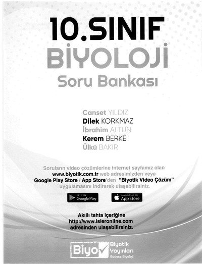 BİYOLOJİ SORU BANKASI YKS Fotokopi