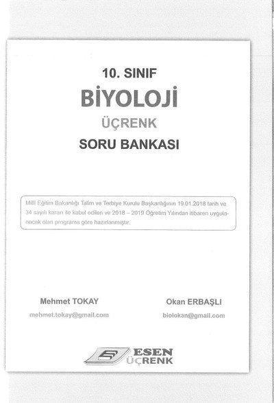BİYOLOJİ ÜÇRENK SORU BANKASI YKS Fotokopi