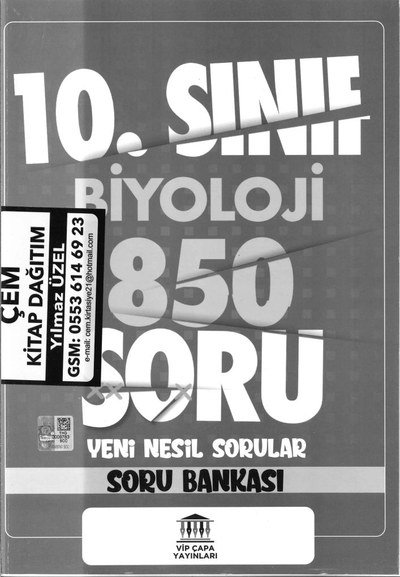 BİYOLOJİ 850 SORU YENİ NESİL SORULAR SORU BANKASI YKS Fotokopi