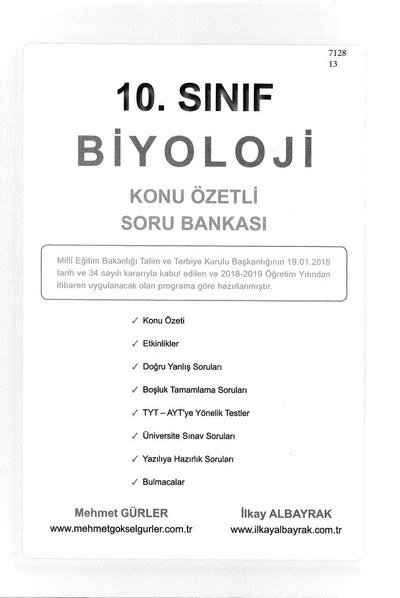 BİYOLOJİ KONU ÖZETLİ SORU BANKASI YKS Fotokopi