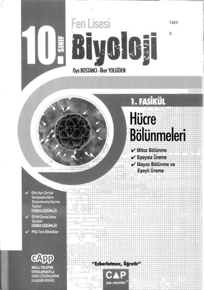 BİYOLOJİ 1. FASİKÜL HÜCRE BÖLÜNMELERİ YKS Fotokopi