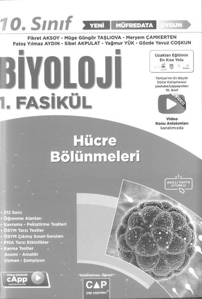 BİYOLOJİ 1. FASİKÜL HÜCRE BÖLÜNMELERİ YKS Fotokopi