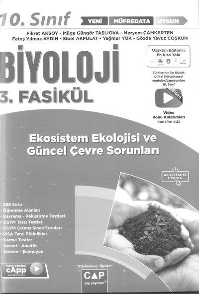 BİYOLOJİ 3. FASİKÜL EKOSİSTEM EKOLOJİSİ VE GÜNCEL ÇEVRE SORUNLARI YKS Fotokopi