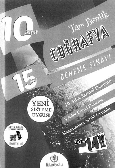 15 ADET COĞRAFYA DENEME SINAVI TAM BENLİK YKS Fotokopi