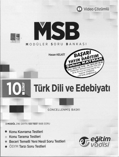 MODÜLER SORU BANKASI TÜRK DİLİ VE EDEBİYATI YKS Fotokopi