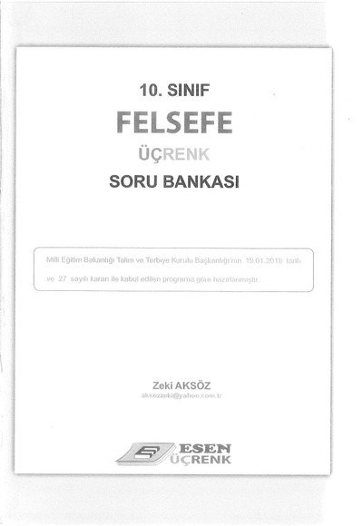 FELSEFE ÜÇRENK SORU BANKASI YKS Fotokopi