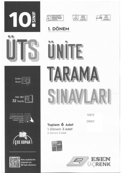 ÜNİTE TARAMA SINAVLARI 1. DÖNEM YKS Fotokopi
