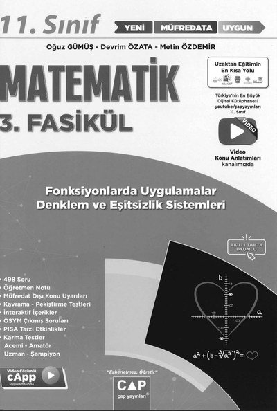 MATEMATİK 3. FASİKÜL FONKSİYONLARDA UYGULAMALAR DENKLEM VE EŞİTSİZLİK SİSTEMLERİ YKS Fotokopi