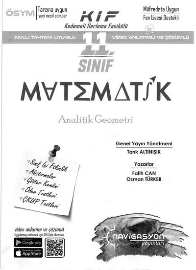 MATEMATİK ANALİTİK GEOMETRİ YKS Fotokopi