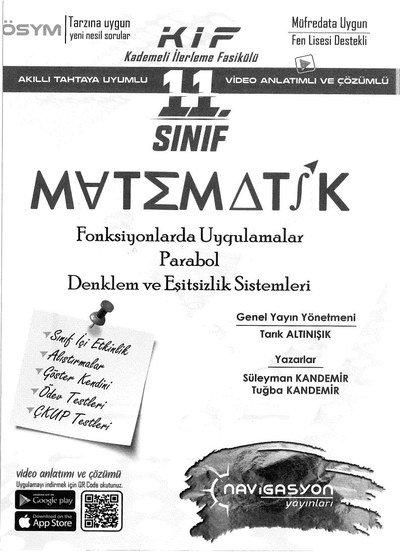 MATEMATİK FONKSİYONLARDA UYGULAMALAR PARABOL DENKLEM VE EŞİTSİZLİK SİSTEMLERİ YKS Fotokopi