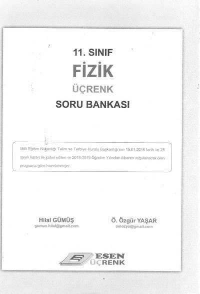 FİZİK ÜÇRENK SORU BANKASI YKS Fotokopi