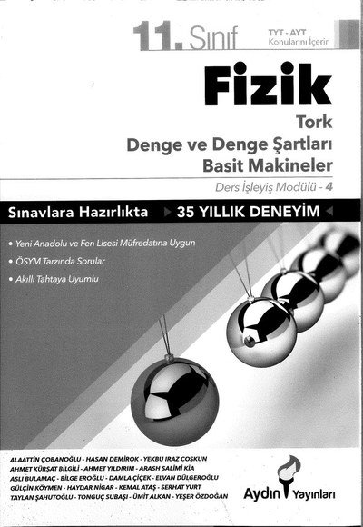 FİZİK TORK DENGE VE DENGE ŞARTLARI BASİT MAKİNELER YKS Fotokopi