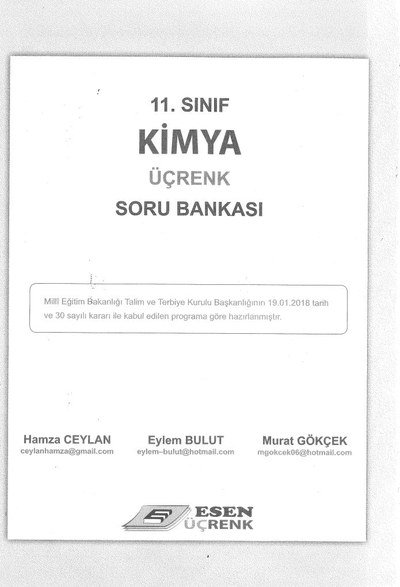 KİMYA ÜÇRENK SORU BANKASI YKS Fotokopi