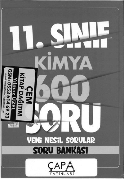 KİMYA 600 SORU YENİ NESİL SORULAR SORU BANKASI YKS Fotokopi
